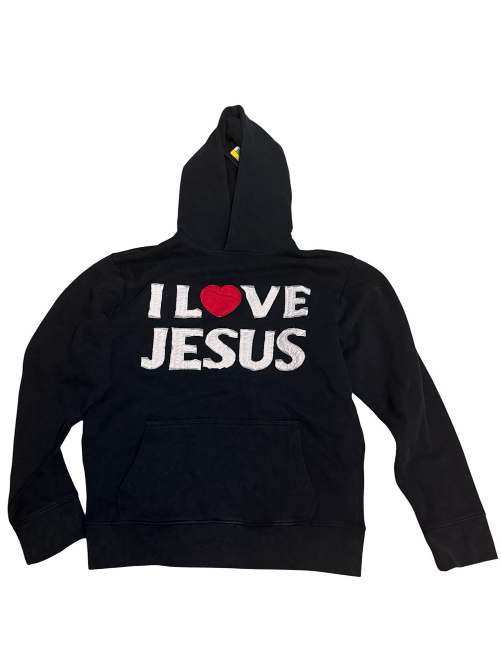 Black 'I Love Jesus' Graphic Hoodie with Red Heart
